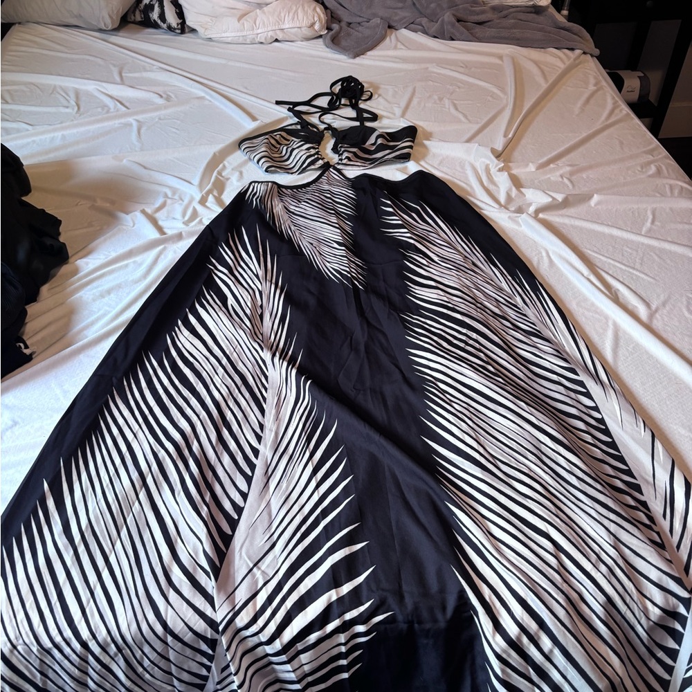 SHEIN Monochrome Patterned  halter Dress